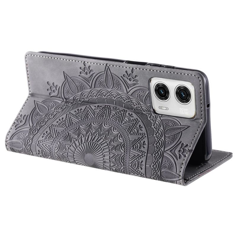 Læder Cover Motorola Edge 50 Fusion Telefon Etui Mandala Ruskindseffekt