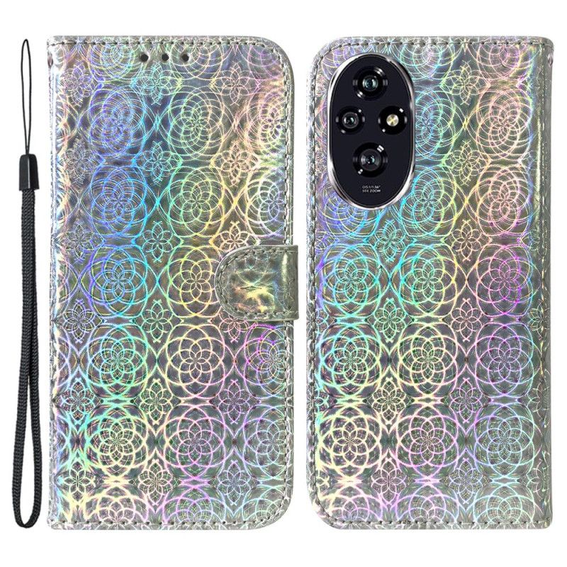 Læder Cover Honor 200 Telefon Etui Strappy Disco Style