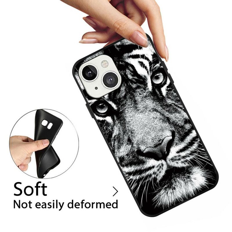 Cover iPhone 13 Black And White Tiger