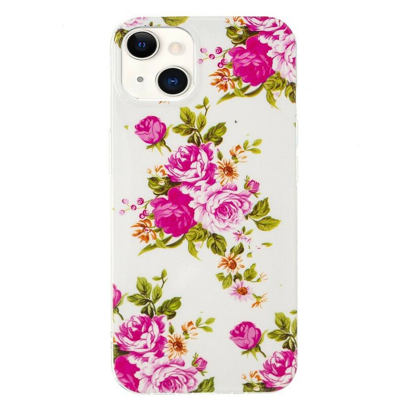 Cover iPhone 13 Fluorescerende Liberty-blomster