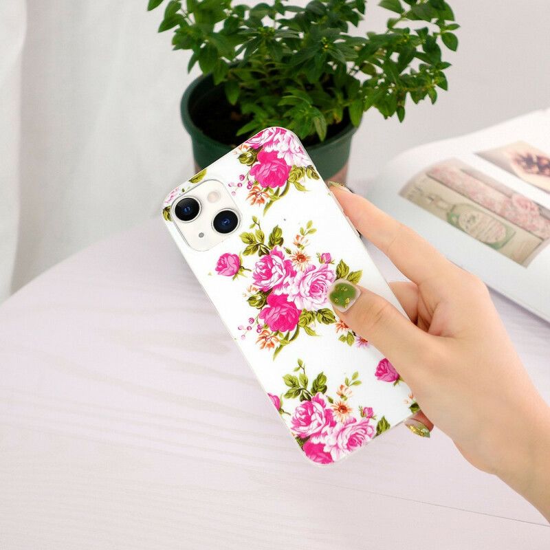 Cover iPhone 13 Fluorescerende Liberty-blomster