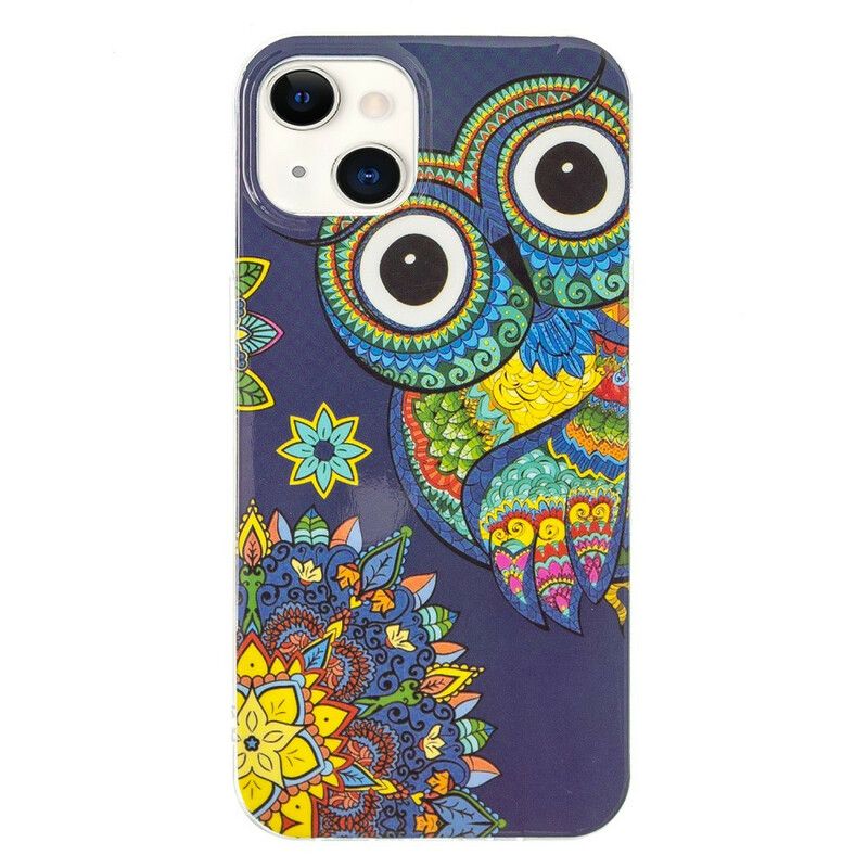 Cover iPhone 13 Fluorescerende Mandala Ugle