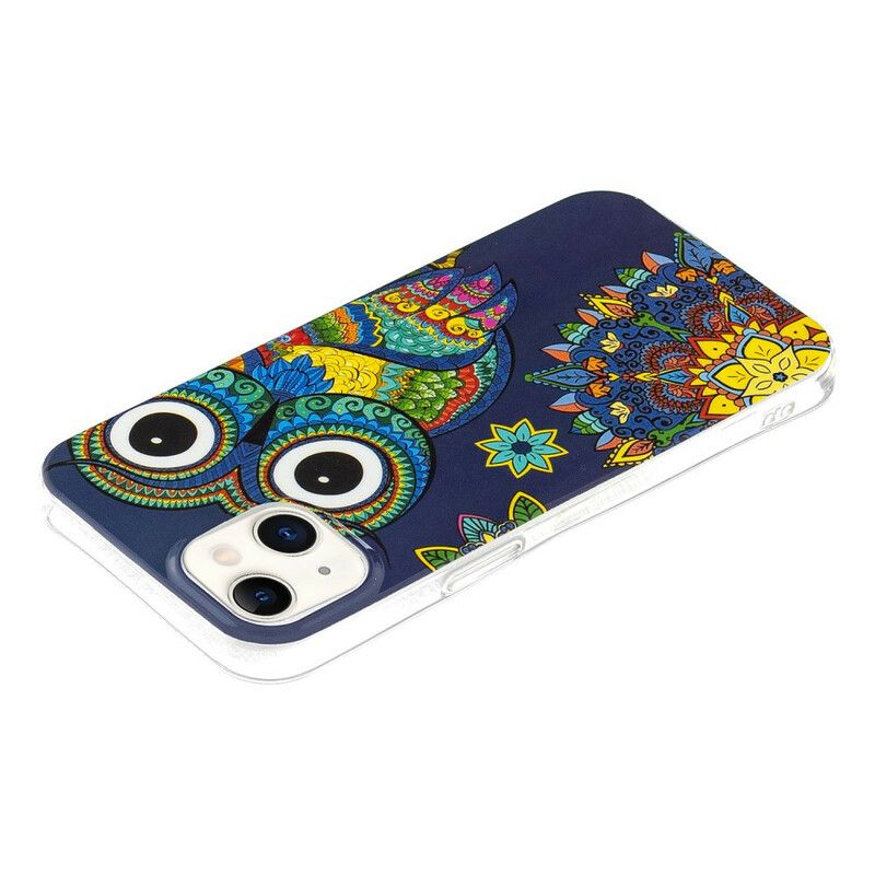 Cover iPhone 13 Fluorescerende Mandala Ugle