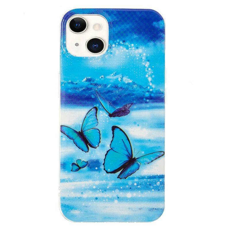 Cover iPhone 13 Fluorescerende Sommerfugle-serien