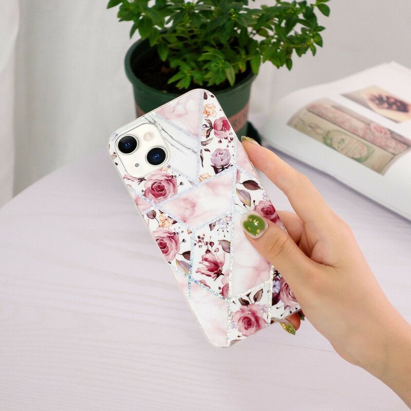 Cover iPhone 13 Marmorerede Blomster