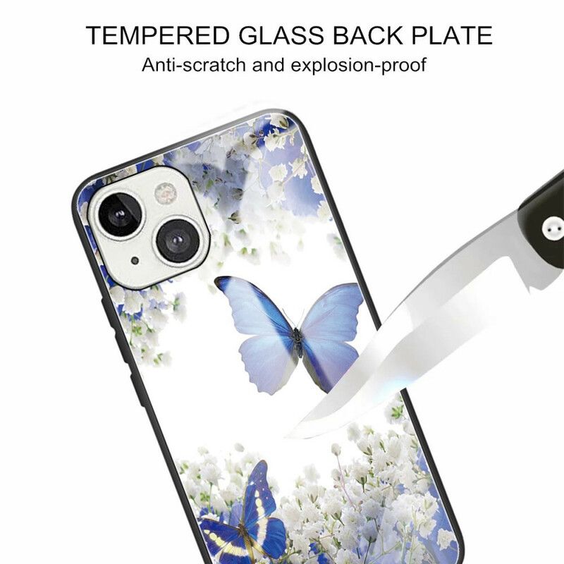 Cover iPhone 13 Sommerfugledesign Af Hærdet Glas