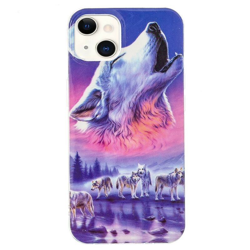 Cover iPhone 13 Telefon Etui Fluorescent Wolf Series