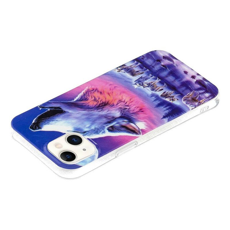 Cover iPhone 13 Telefon Etui Fluorescent Wolf Series