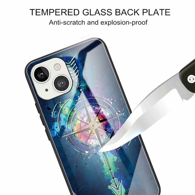 Cover iPhone 13 Vindrose Af Hærdet Glas