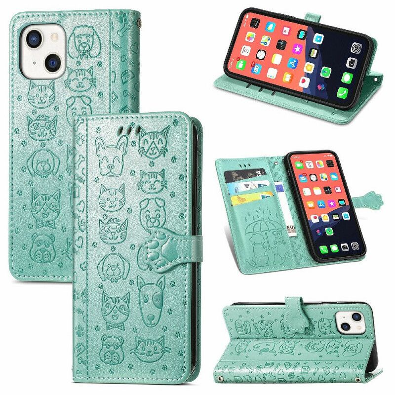 Flip Cover iPhone 13 Animerede Dyr