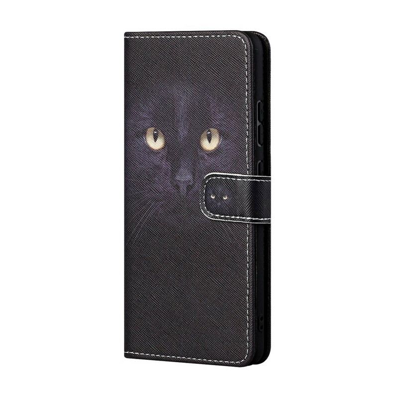 Flip Cover iPhone 13 Black Strappy Cat Eyes