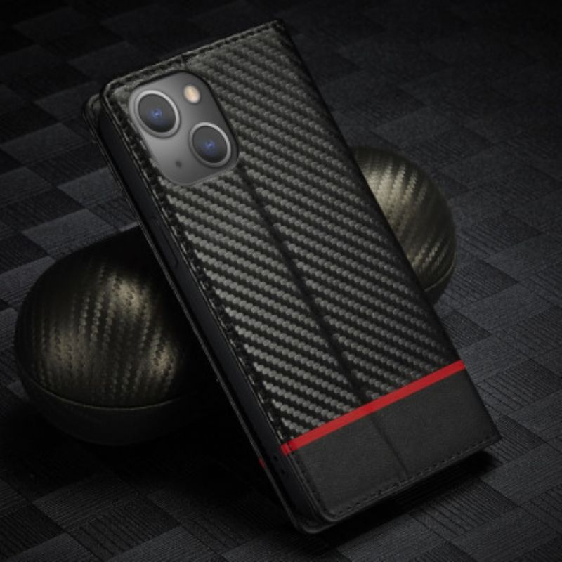 Flip Cover iPhone 13 Carbon Fiber Lc.imeeke