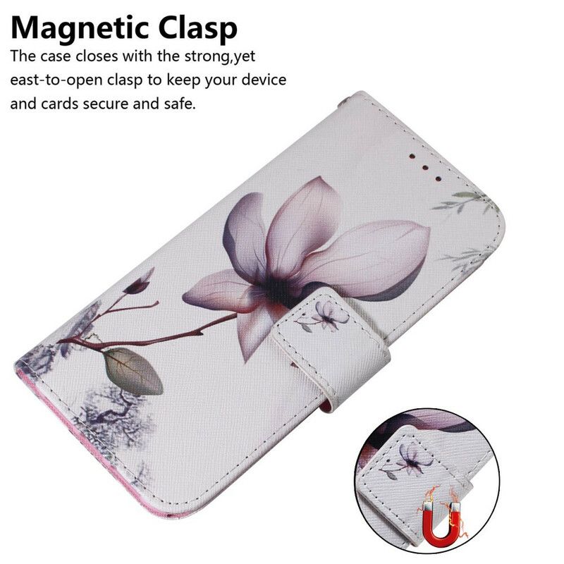 Flip Cover iPhone 13 Gammel Lyserød Blomst