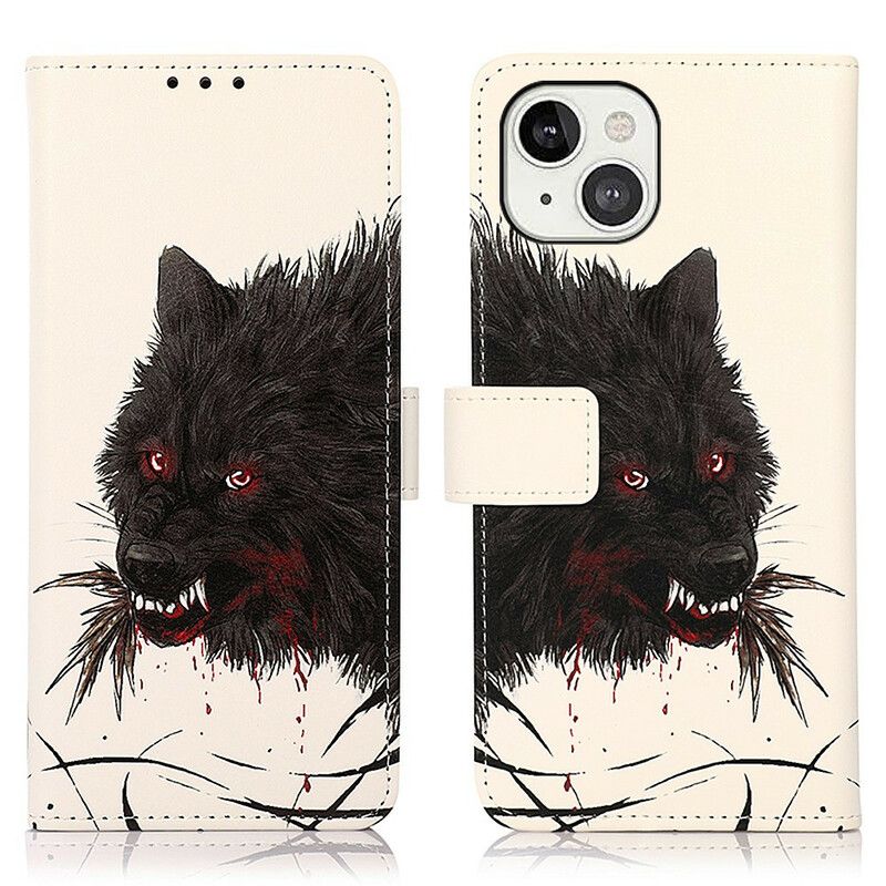 Flip Cover iPhone 13 Hungry Wolf