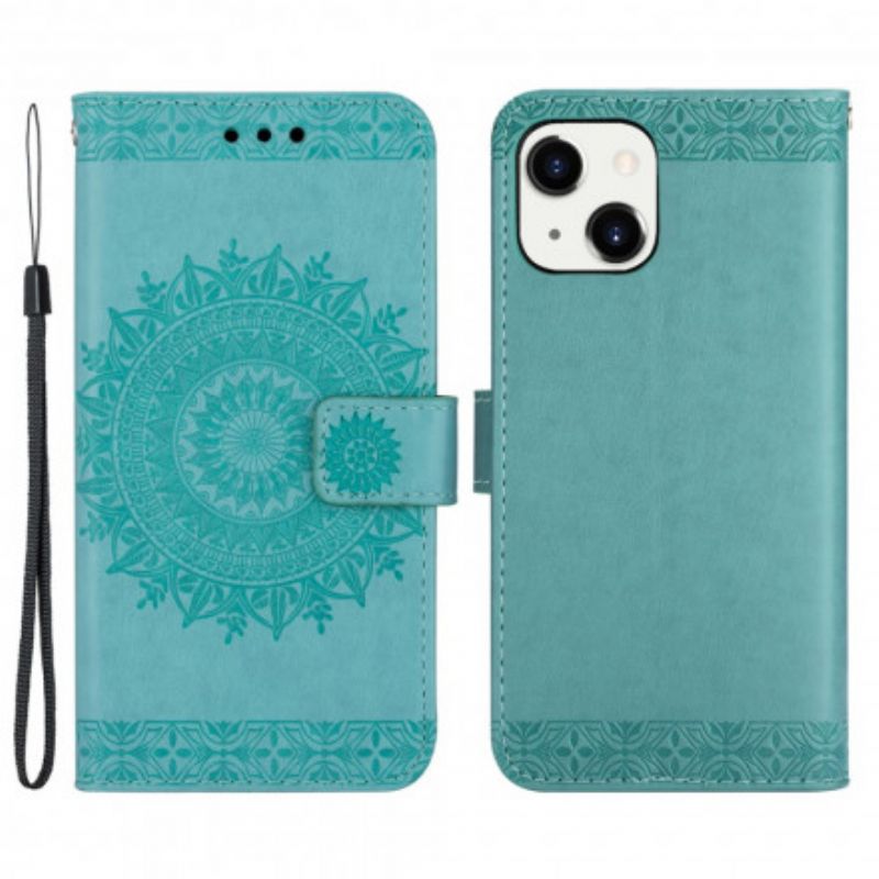 Flip Cover iPhone 13 Mandala Vælg Med Rem