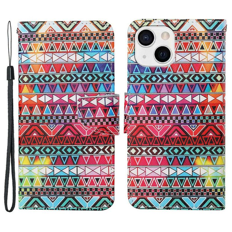 Flip Cover iPhone 13 Patchwork Med Rem