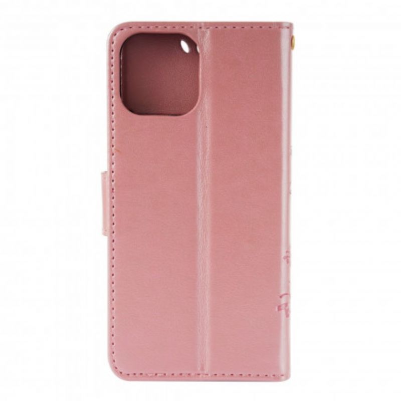 Flip Cover iPhone 13 Sommerfugle I Blomsterne