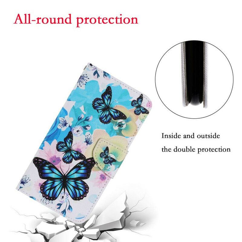 Flip Cover iPhone 13 Sommerfugle Og Sommerblomster