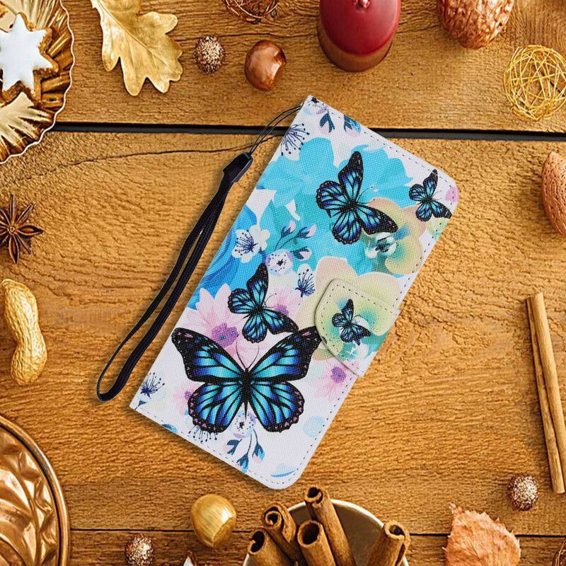 Flip Cover iPhone 13 Sommerfugle Og Sommerblomster