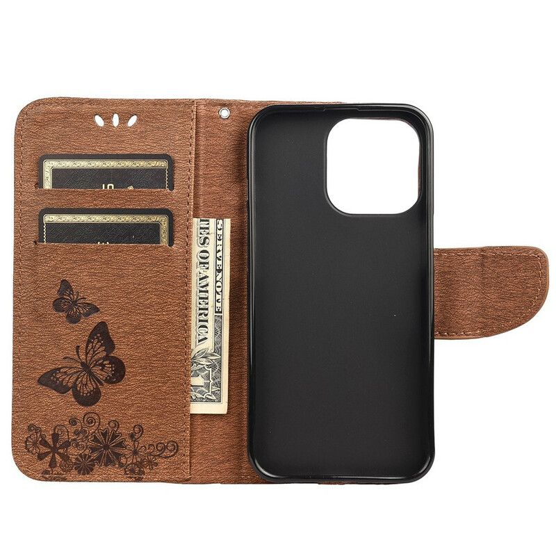 Flip Cover iPhone 13 Splendid Strap Sommerfugle