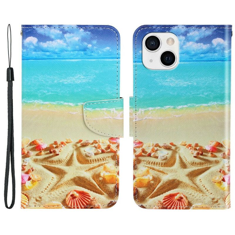 Flip Cover iPhone 13 Strappy Beach