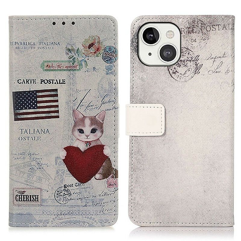 Flip Cover iPhone 13 Traveller Kat