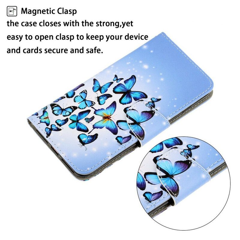 Flip Cover Til iPhone 13 Butterflies Strap Variationer