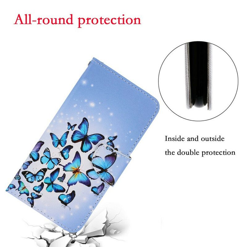 Flip Cover Til iPhone 13 Butterflies Strap Variationer