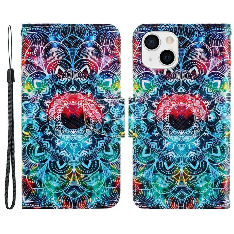 Flip Cover Til iPhone 13 Flashy Strappy Mandala