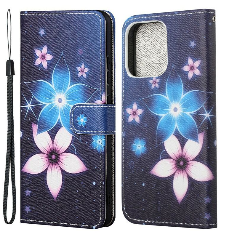 Flip Cover Til iPhone 13 Måneblomster Med Rem