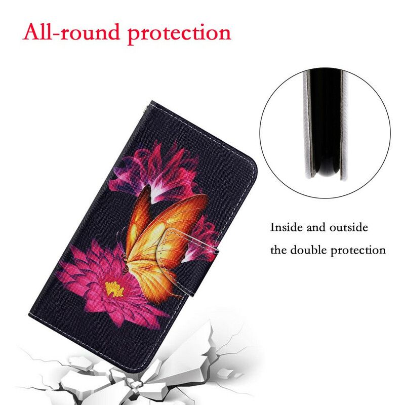 Flip Cover Til iPhone 13 Sommerfugl Og Lotus