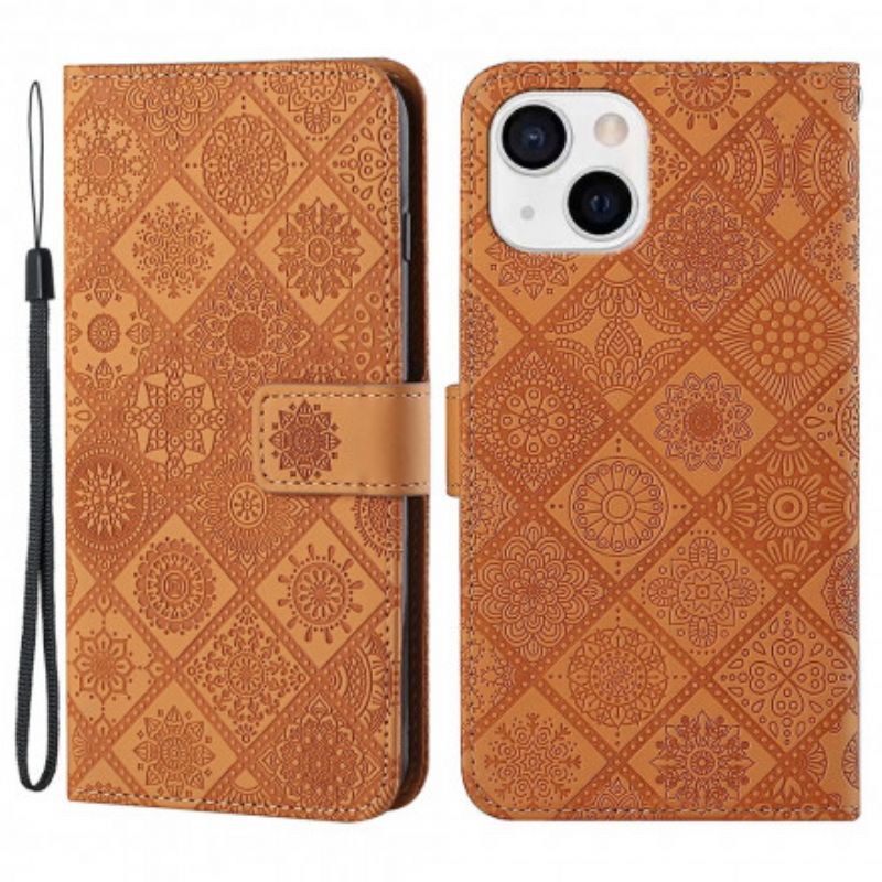 Flip Cover Til iPhone 13 Tapestry Mønster