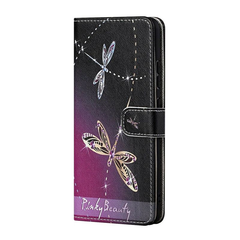 Læder Cover iPhone 13 Strappy Dragonflies