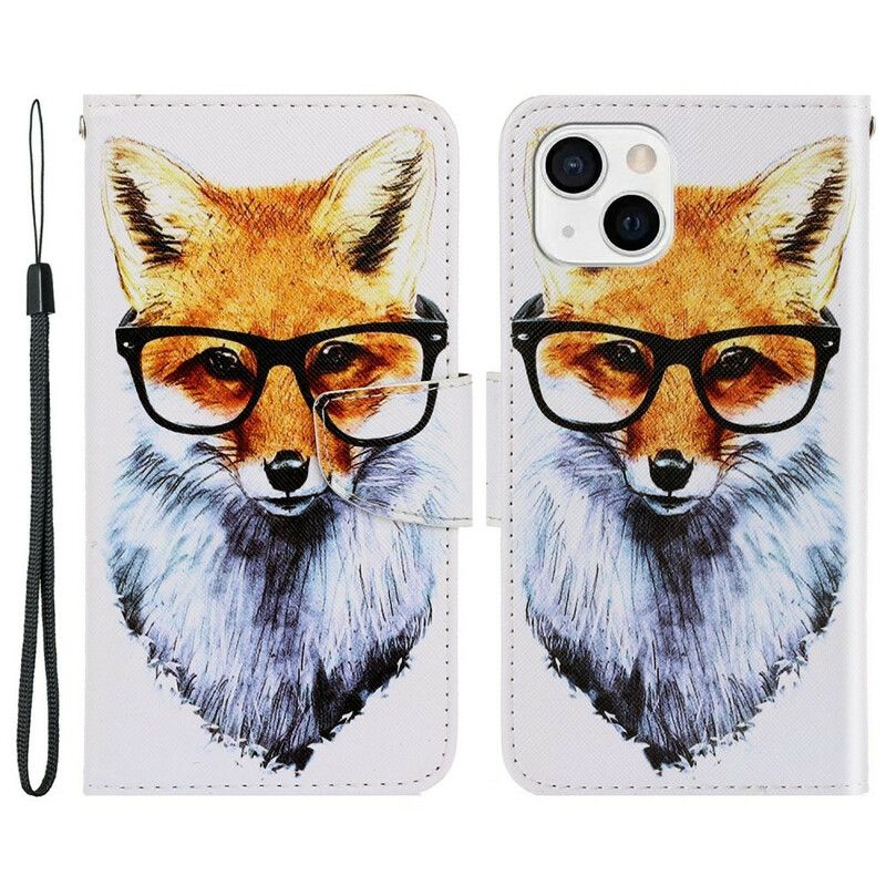 Læder Cover iPhone 13 Telefon Etui Brainy Fox Med Rem