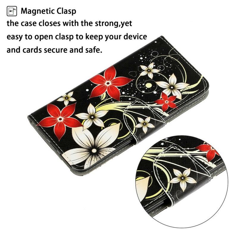 Læder Cover iPhone 13 Telefon Etui Farverige Strappy Blomster