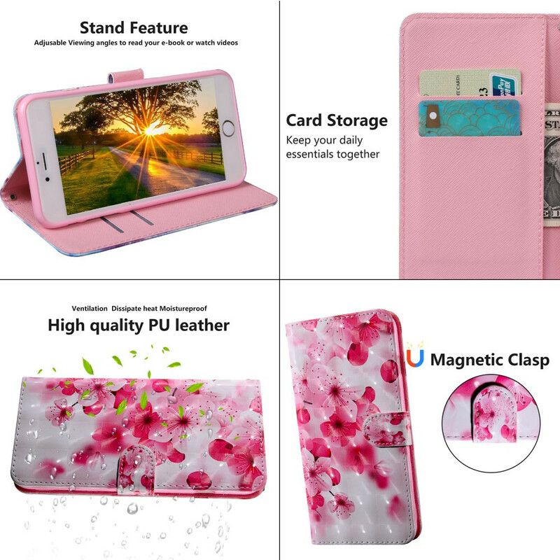 Læder Cover iPhone 13 Telefon Etui Light Spot Flowers Blossom