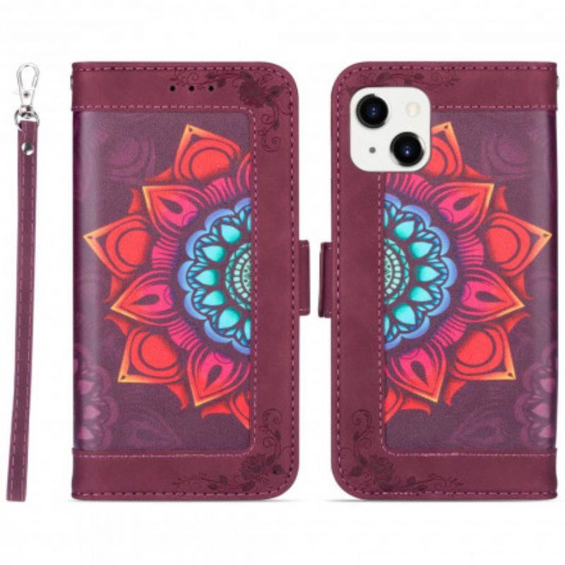 Læder Cover iPhone 13 Telefon Etui Mandala Remdekoration