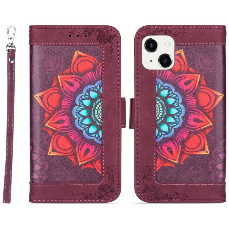 Læder Cover iPhone 13 Telefon Etui Mandala Remdekoration