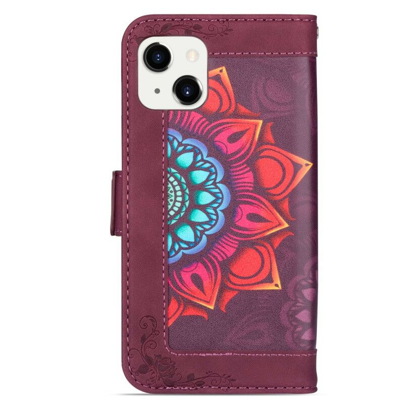 Læder Cover iPhone 13 Telefon Etui Mandala Remdekoration