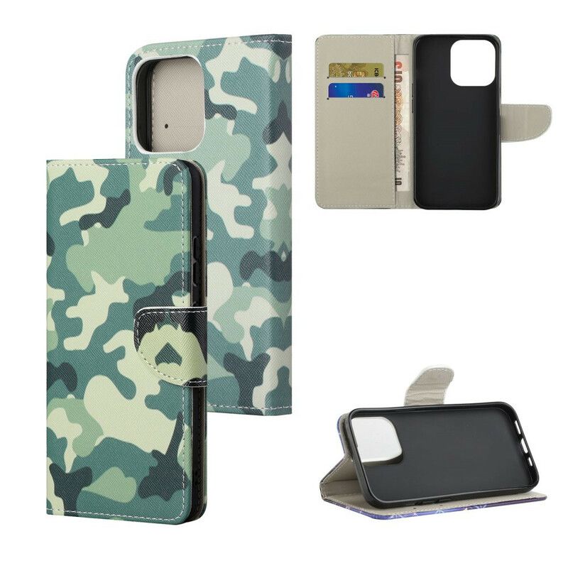 Læder Cover iPhone 13 Telefon Etui Militær Camouflage