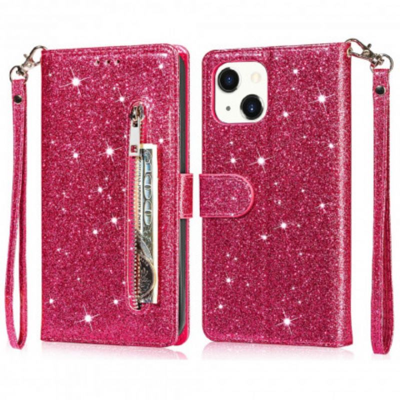 Læder Cover iPhone 13 Telefon Etui Sequin Møntpung