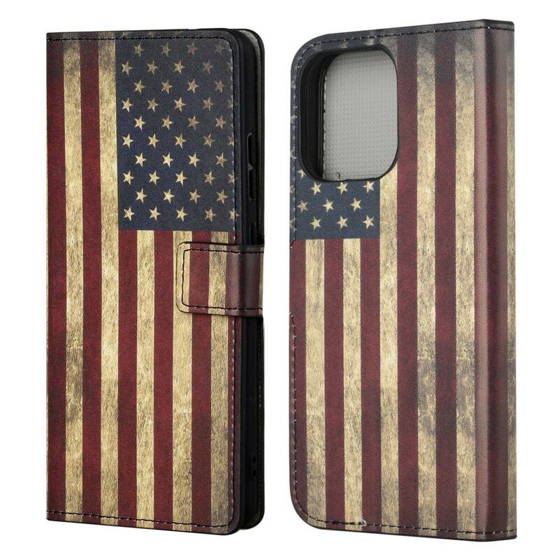 Læder Cover iPhone 13 Telefon Etui Usa Flag