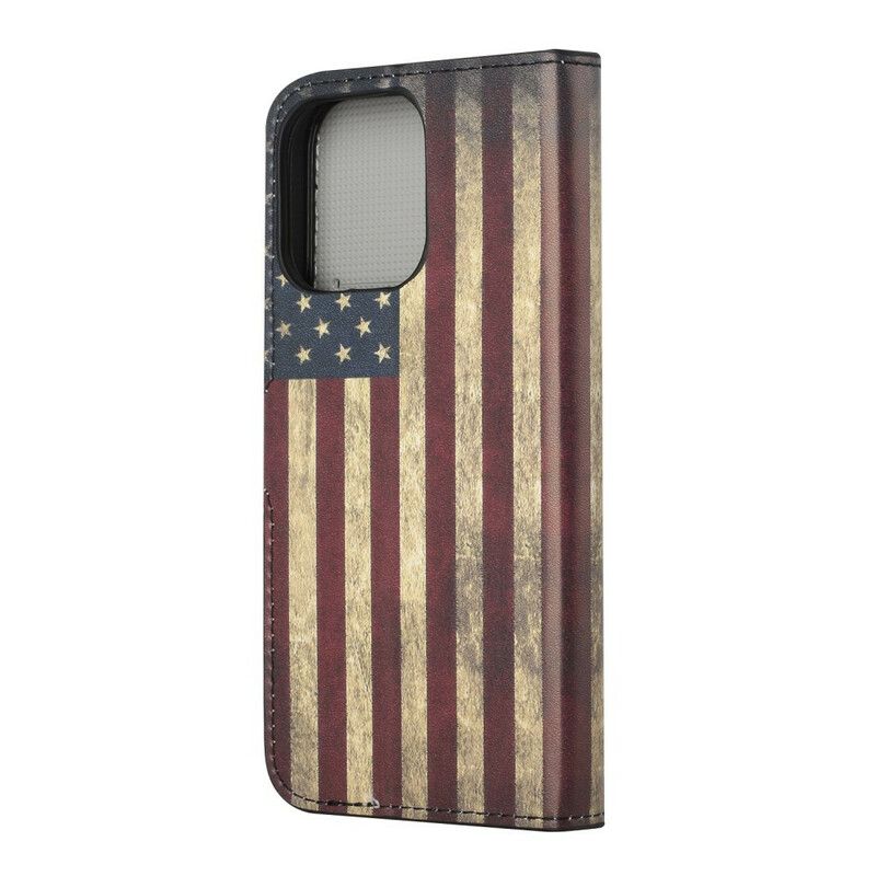 Læder Cover iPhone 13 Telefon Etui Usa Flag