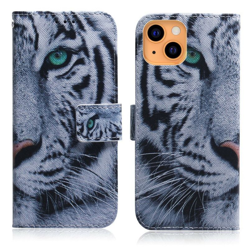 Læder Cover iPhone 13 Tiger Face