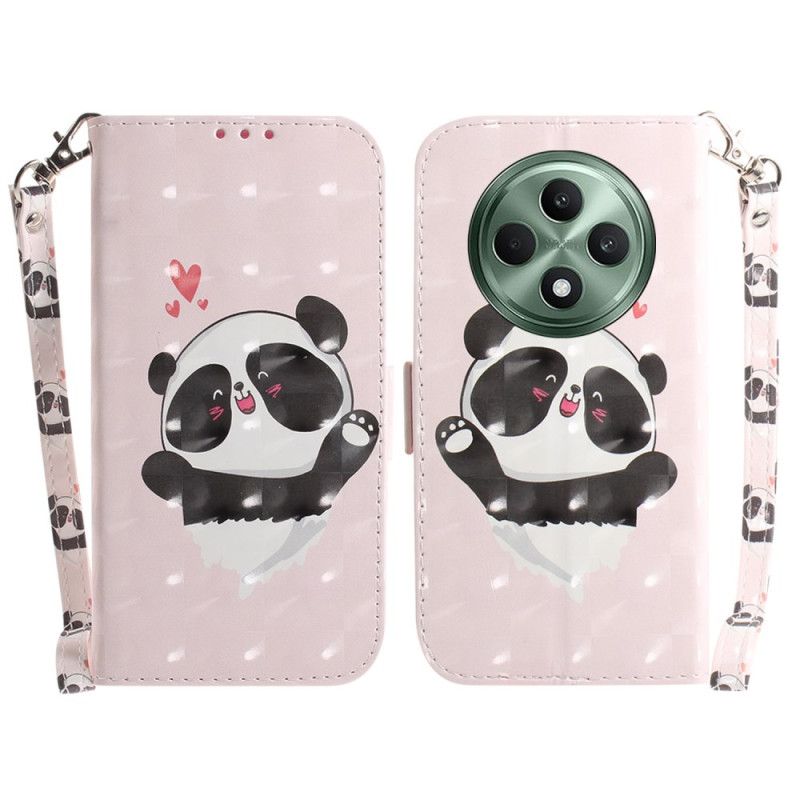 Flip Cover Til Oppo Reno 12f 5g Panda Love Med Rem