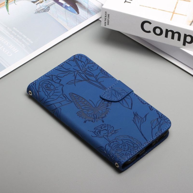 Flip Cover Til Oppo Reno 12f 5g Sommerfugletryk Med Rem