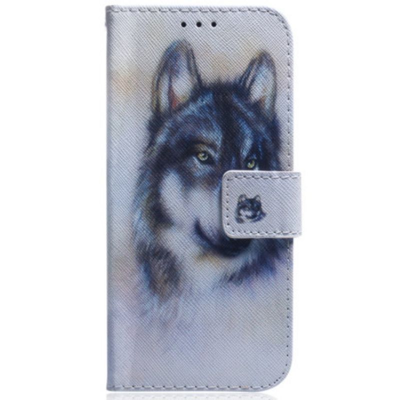 Læder Cover Oppo Reno 12f 5g Telefon Etui Akvarelhund