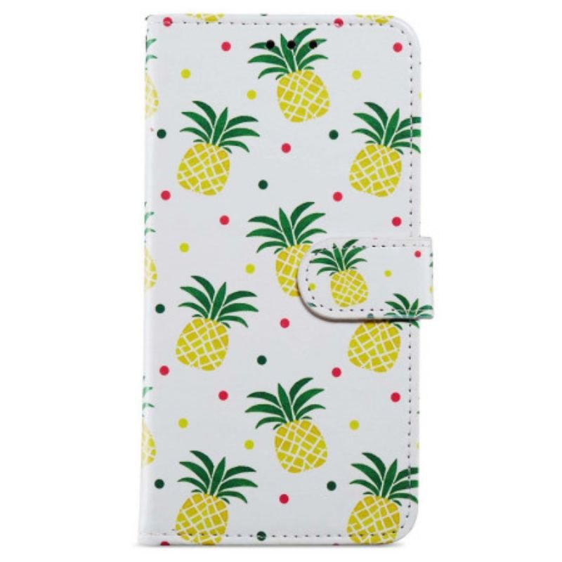 Flip Cover iPhone 15 Plus Med Snor Ananas Med Rem