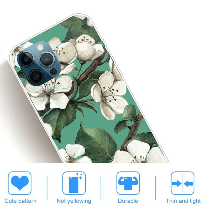 Cover iPhone 13 Pro Max Malede Hvide Blomster