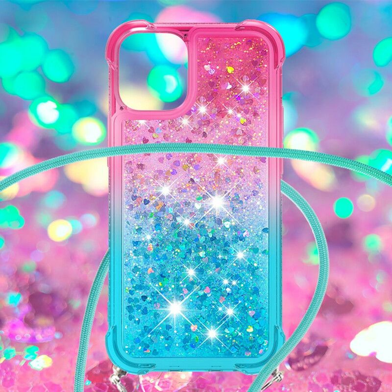 Cover iPhone 13 Pro Max Silikoneglitter Og Ledning